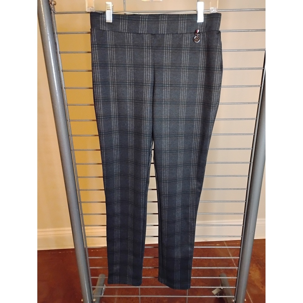 Tommy Hilfiger Womens Grey Plaid Pull On Skinny Pants Size 6 Stretch Herringbone
